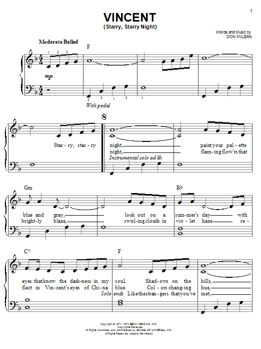 Josh Groban Vincent (Starry Starry Night) sheet music notes and chords. Download Printable PDF.