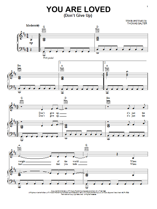 Josh Groban You Are Loved (Don't Give Up) sheet music notes and chords. Download Printable PDF.