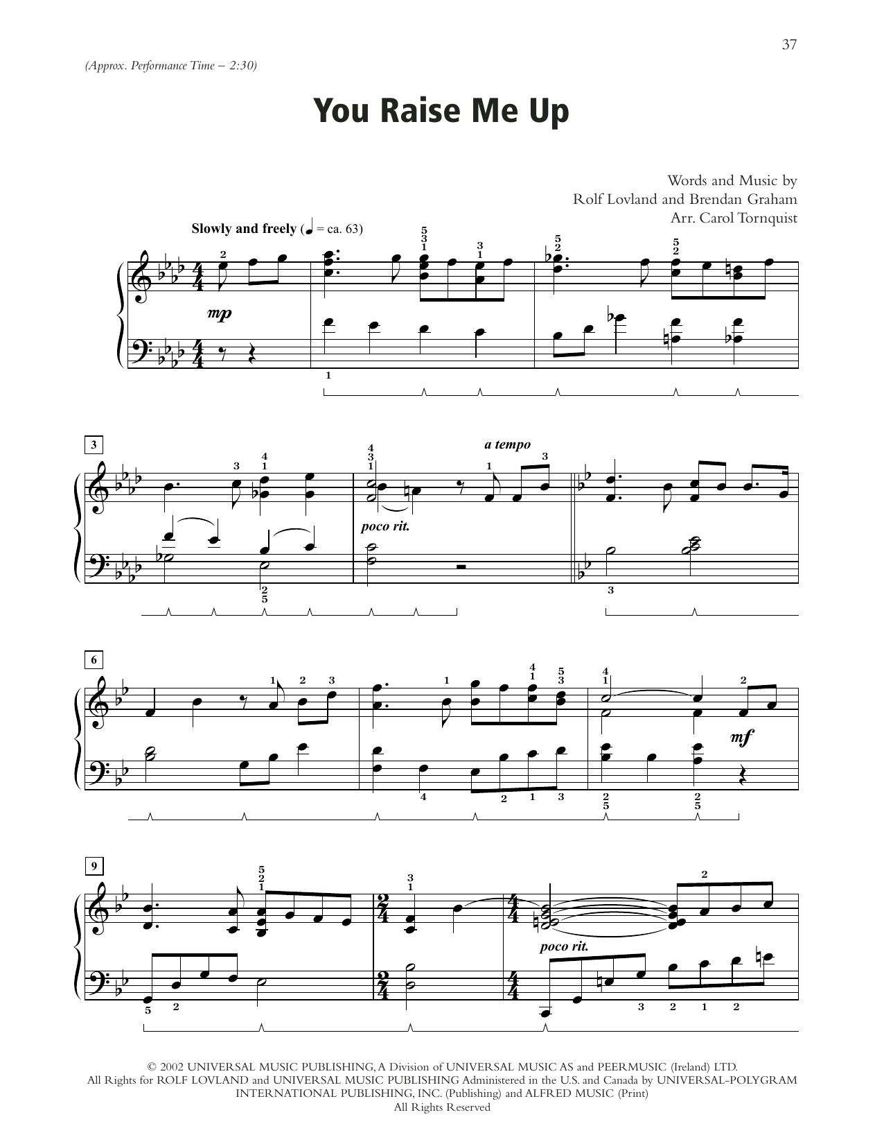 Josh Groban You Raise Me Up sheet music notes and chords. Download Printable PDF.