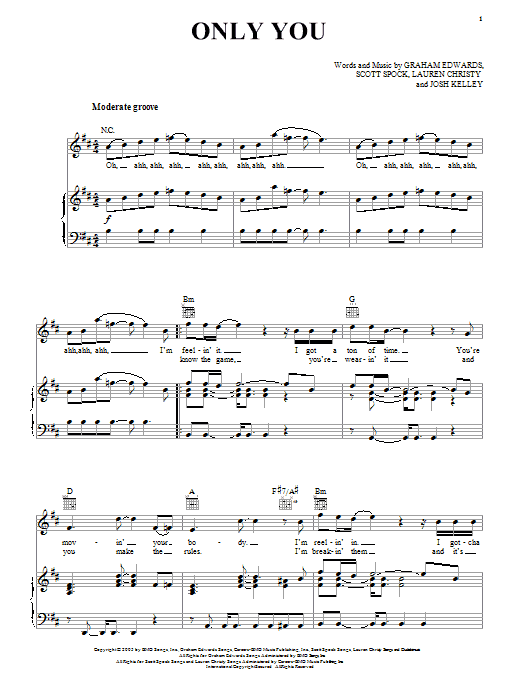 Learn to play Josh Kelley Only You sheet music for Piano, Vocal & Guitar Chords (Right-Hand Melody) in minutes. Price: 7.8900$ Josh Kelley Only You sheet music notes and chords arranged for Piano, Vocal & Guitar Chords (Right-Hand Melody)