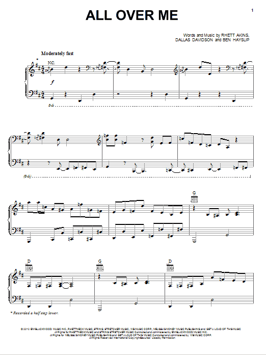 Learn to play Josh Turner All Over Me sheet music for Piano, Vocal & Guitar Chords (Right-Hand Melody) in minutes. Price: 7.8900$ Josh Turner All Over Me sheet music notes and chords arranged for Piano, Vocal & Guitar Chords (Right-Hand Melody)
