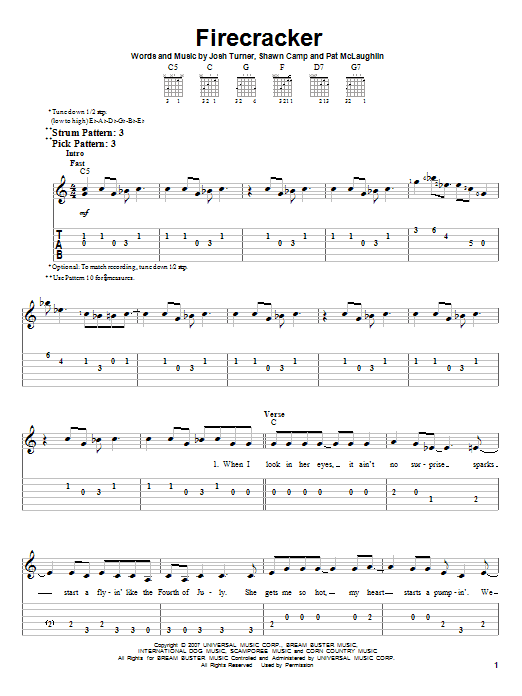 Josh Turner Firecracker sheet music notes and chords. Download Printable PDF.