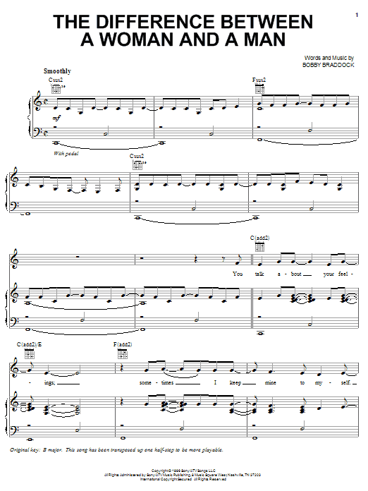 Josh Turner The Difference Between A Woman And A Man sheet music notes and chords arranged for Piano, Vocal & Guitar Chords (Right-Hand Melody)