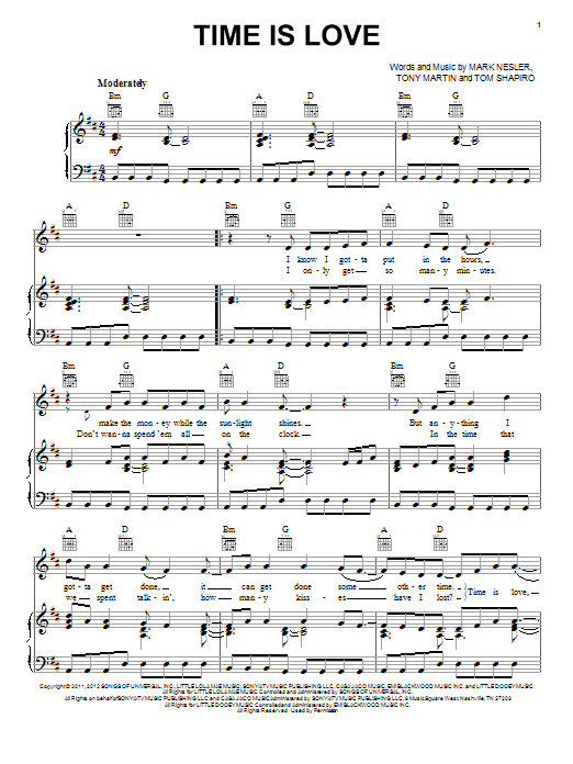 Learn to play Josh Turner Time Is Love sheet music for Piano, Vocal & Guitar Chords (Right-Hand Melody) in minutes. Price: 7.8900$ Josh Turner Time Is Love sheet music notes and chords arranged for Piano, Vocal & Guitar Chords (Right-Hand Melody)