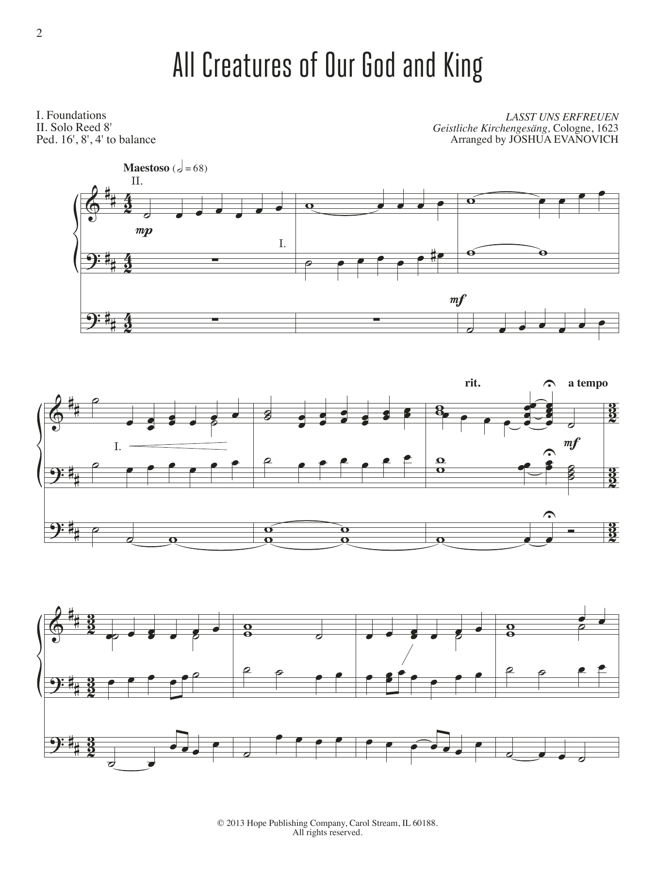 Joshua Evanovich All Creatures of Our God And King sheet music notes and chords. Download Printable PDF.