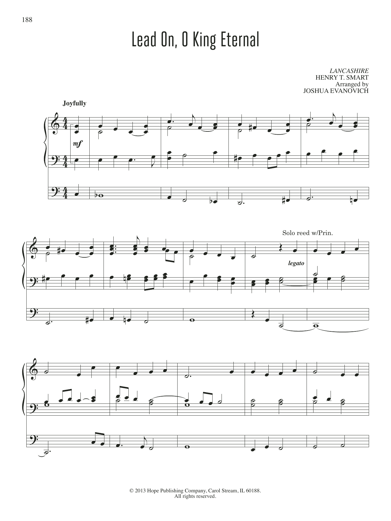 Joshua Evanovich Lead On, O King Eternal sheet music notes and chords. Download Printable PDF.