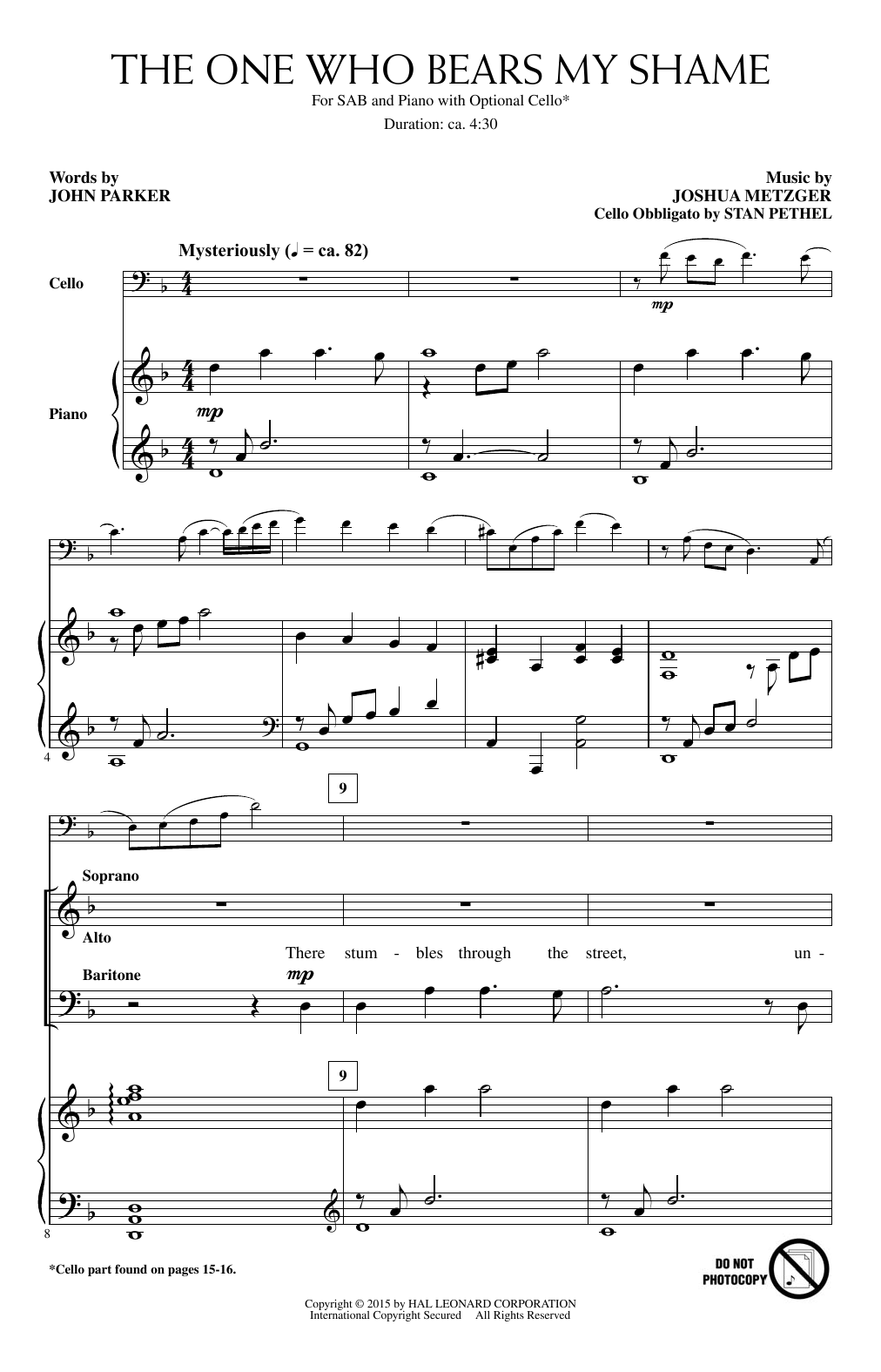 Joshua Metzger The One Who Bears My Shame sheet music notes and chords. Download Printable PDF.