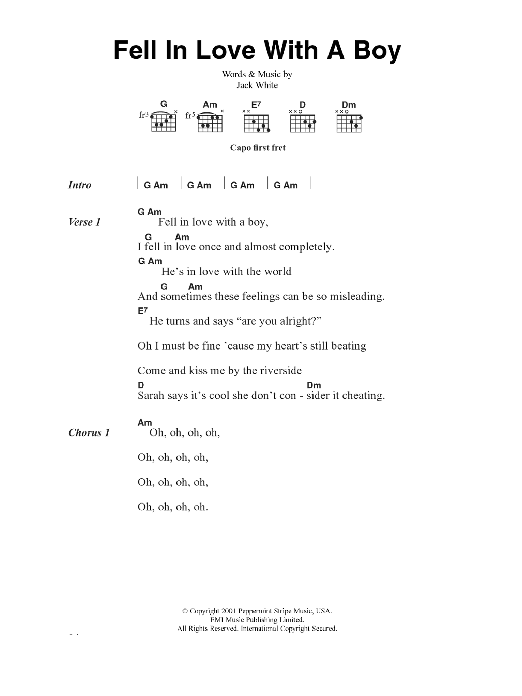 Learn to play Joss Stone Fell In Love With A Boy sheet music for Guitar Chords/Lyrics in minutes. Price: 4.4900$ Joss Stone Fell In Love With A Boy sheet music notes and chords arranged for Guitar Chords/Lyrics