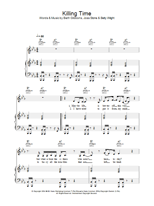 Learn to play Joss Stone Killing Time sheet music for Piano, Vocal & Guitar Chords in minutes. Price: 7.8900$ Joss Stone Killing Time sheet music notes and chords arranged for Piano, Vocal & Guitar Chords