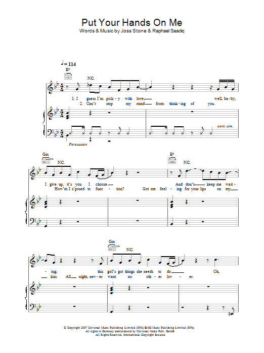 Learn to play Joss Stone Put Your Hands On Me sheet music for Piano, Vocal & Guitar Chords in minutes. Price: 7.8900$ Joss Stone Put Your Hands On Me sheet music notes and chords arranged for Piano, Vocal & Guitar Chords