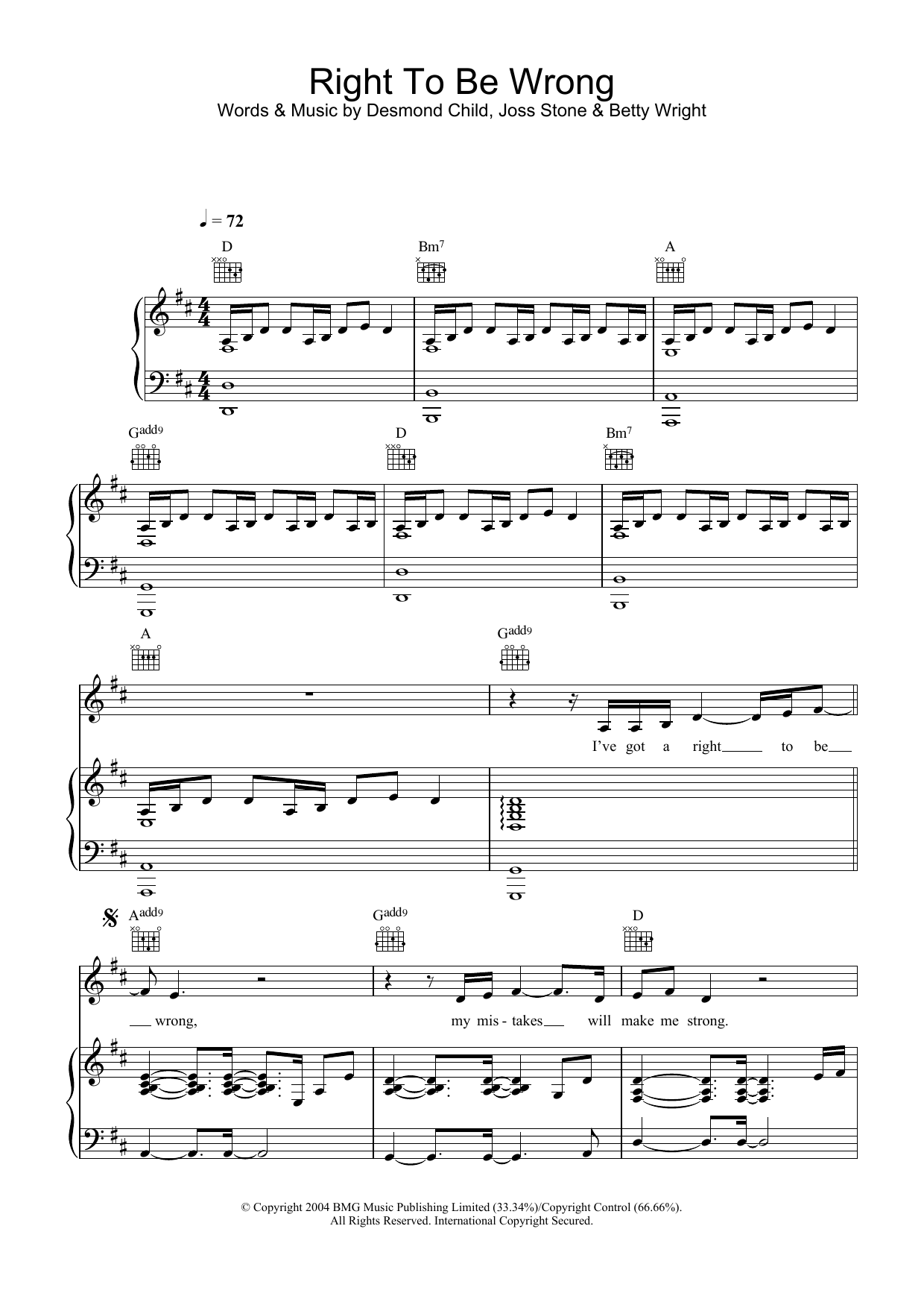 Learn to play Joss Stone Right To Be Wrong sheet music for Lead Sheet / Fake Book in minutes. Price: 5.9900$ Joss Stone Right To Be Wrong sheet music notes and chords arranged for Lead Sheet / Fake Book