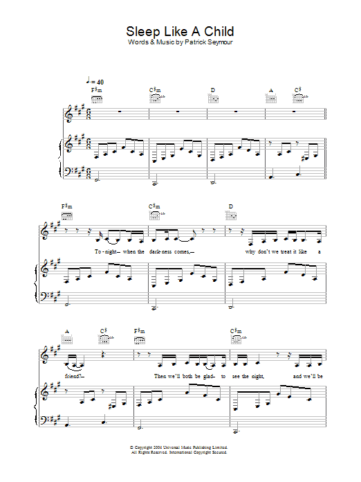 Learn to play Joss Stone Sleep Like A Child sheet music for Piano, Vocal & Guitar Chords in minutes. Price: 7.8900$ Joss Stone Sleep Like A Child sheet music notes and chords arranged for Piano, Vocal & Guitar Chords