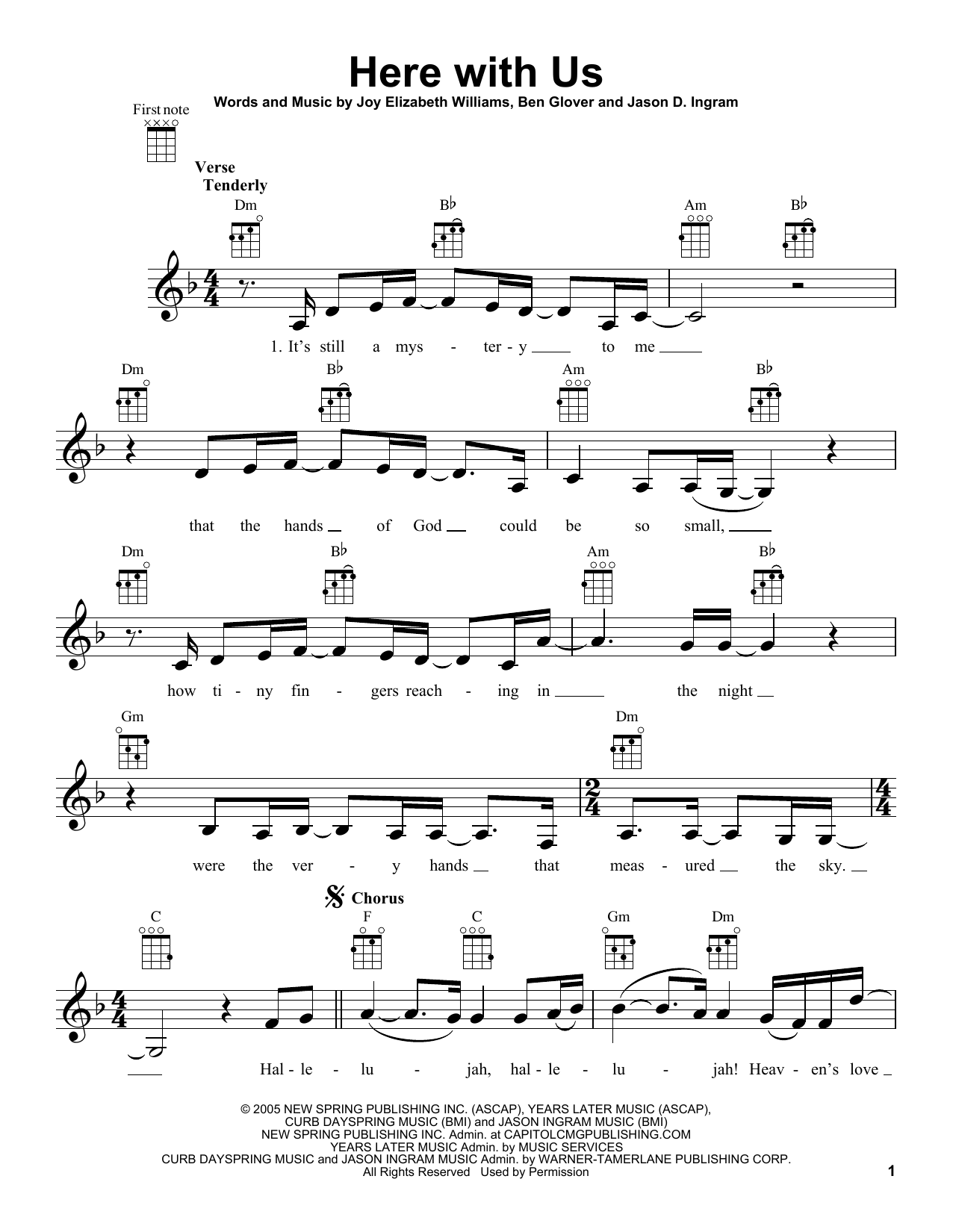 Learn to play Joy Williams Here With Us sheet music for Ukulele in minutes. Price: 5.9900$ Joy Williams Here With Us sheet music notes and chords arranged for Ukulele