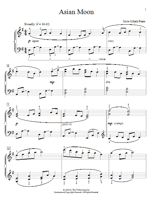 Joyce Schatz Pease Asian Moon sheet music notes and chords arranged for Educational Piano
