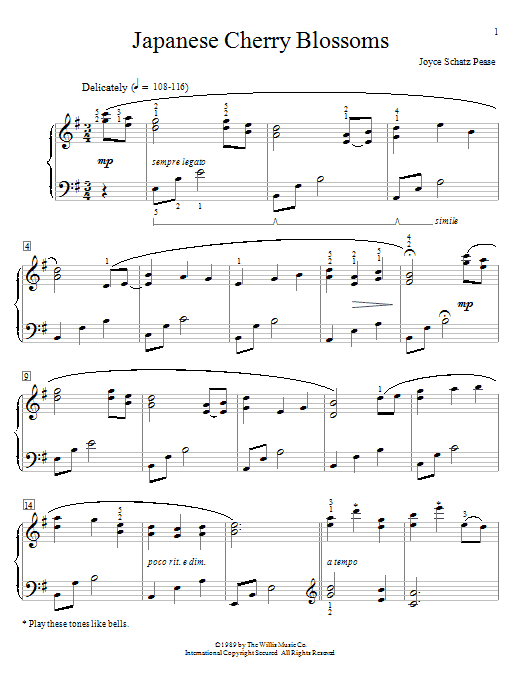 Joyce Schatz Pease Japanese Cherry Blossoms sheet music notes and chords arranged for Educational Piano