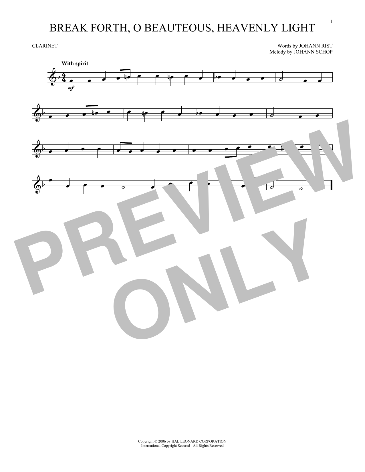 Johann Sebastian Bach Break Forth, O Beauteous, Heavenly Light sheet music notes and chords. Download Printable PDF.