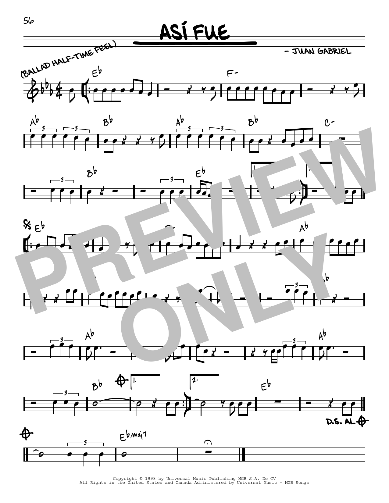 Juan Gabriel Asi fue sheet music notes and chords. Download Printable PDF.