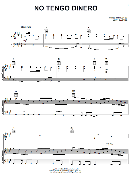 Learn to play Juan Gabriel No Tengo Dinero sheet music for Real Book – Melody & Chords in minutes. Price: 5.9900$ Juan Gabriel No Tengo Dinero sheet music notes and chords arranged for Real Book – Melody & Chords