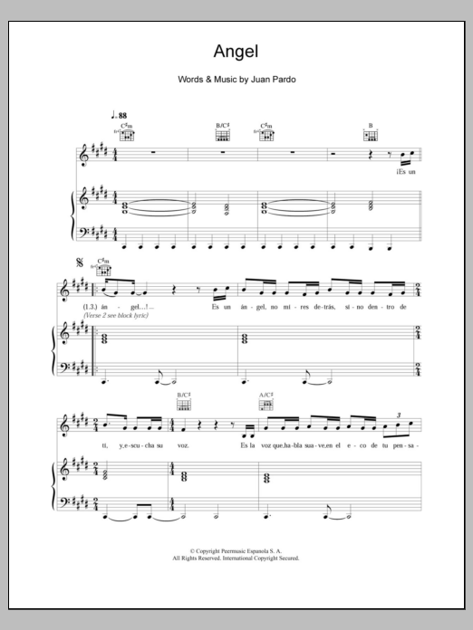 Learn to play Juan Pardo Angel sheet music for Piano, Vocal & Guitar Chords in minutes. Price: 7.8900$ Juan Pardo Angel sheet music notes and chords arranged for Piano, Vocal & Guitar Chords