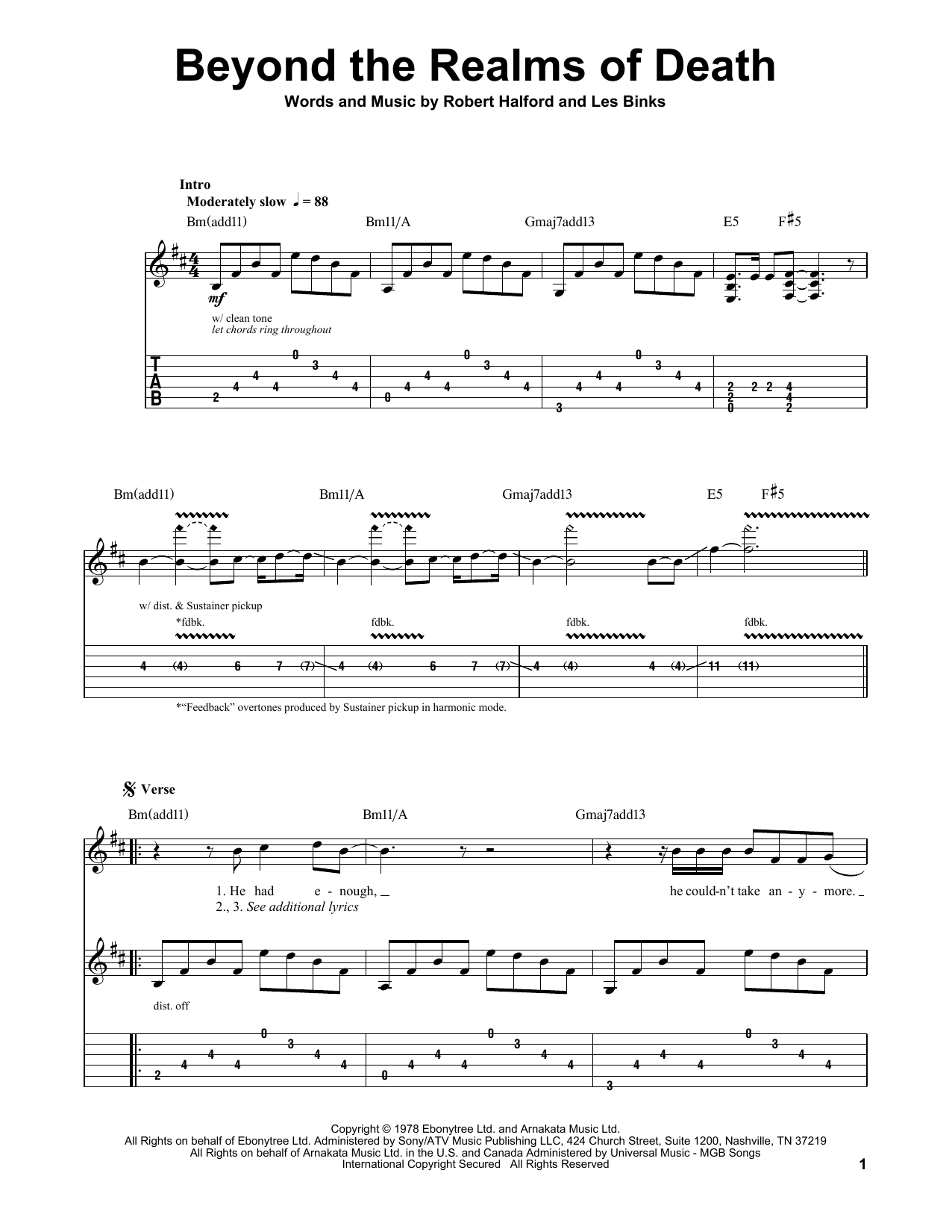 Judas Priest Beyond The Realms Of Death sheet music notes and chords. Download Printable PDF.