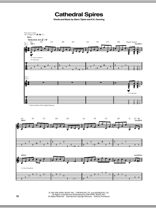 Learn to play Judas Priest Cathedral Spires sheet music for Guitar Tab in minutes. Price: 7.8900$ Judas Priest Cathedral Spires sheet music notes and chords arranged for Guitar Tab