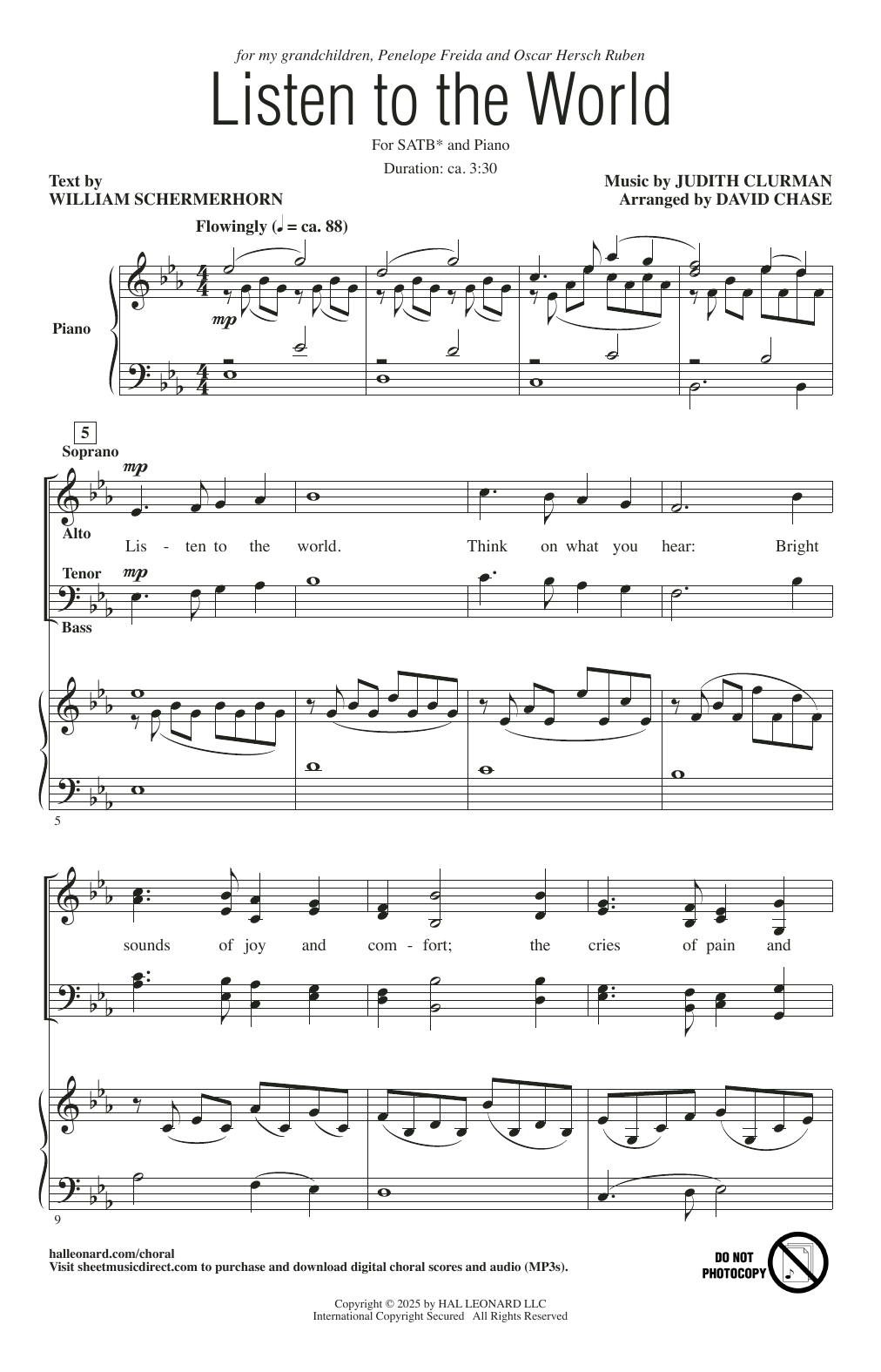 Judith Clurman Listen To The World sheet music notes and chords arranged for SATB Choir