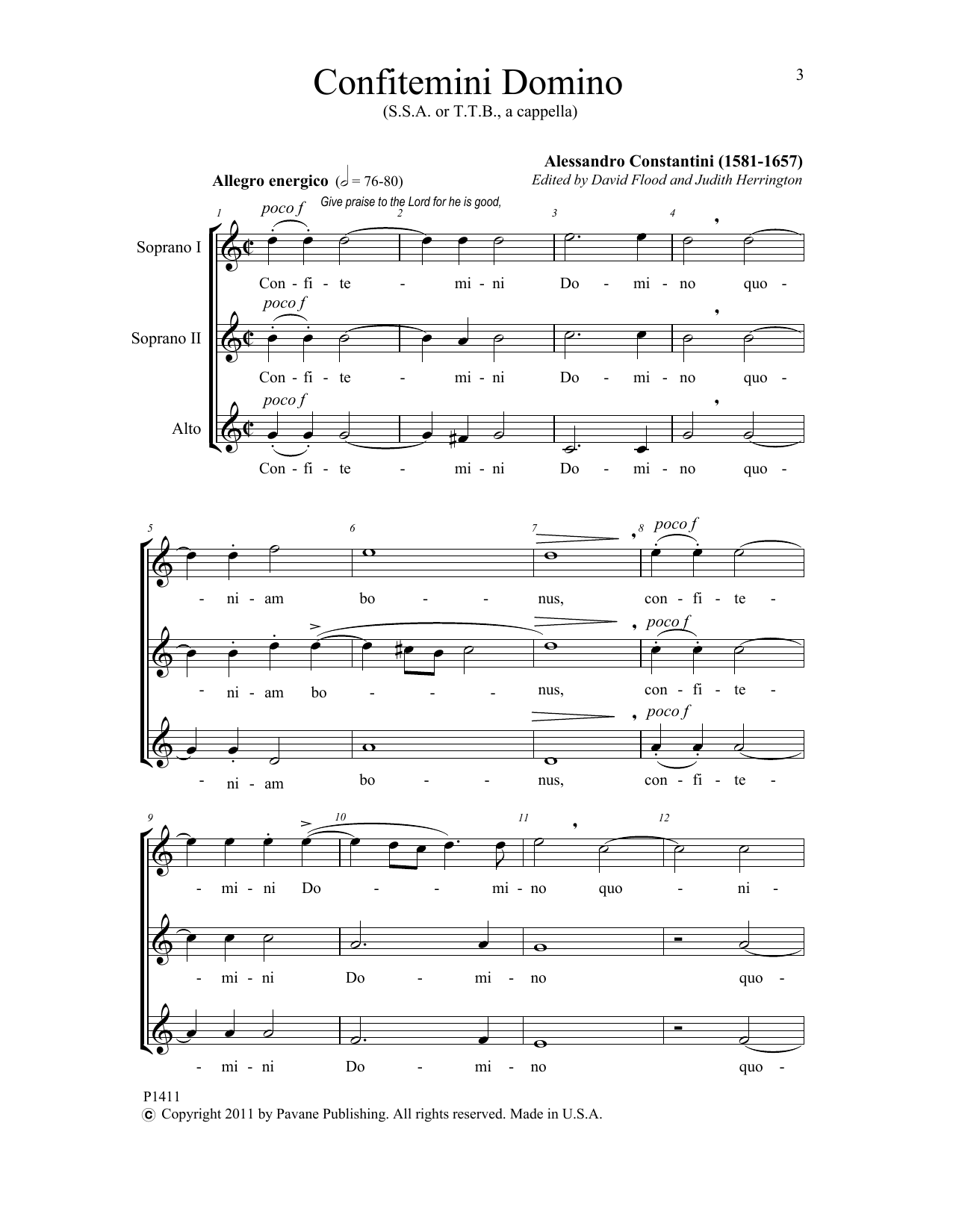 Judith Herrington Confitemini Domino sheet music notes and chords. Download Printable PDF.