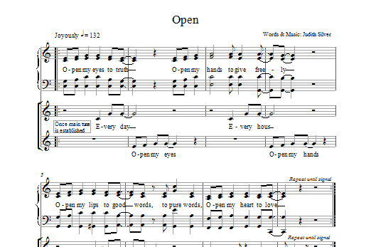 Judith Silver Open sheet music notes and chords arranged for SATB Choir