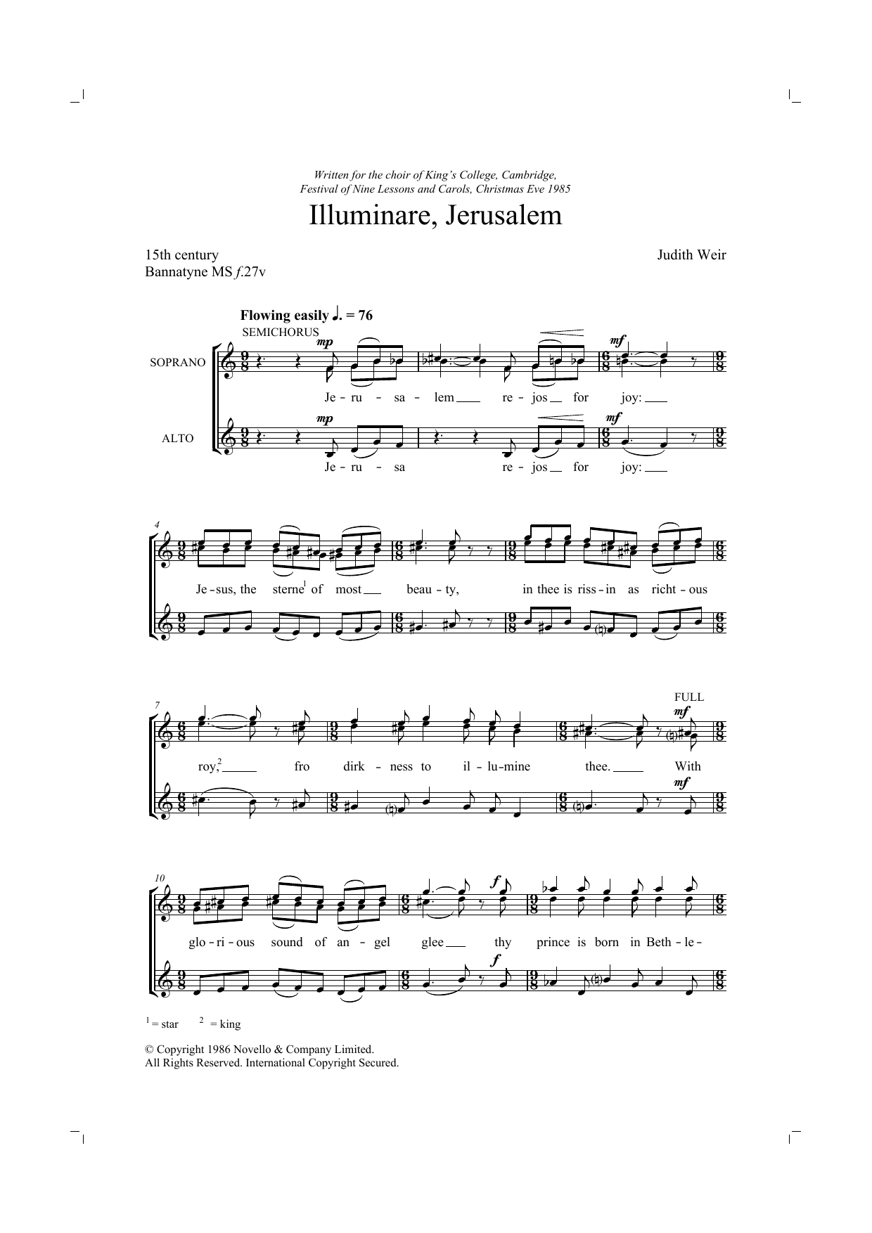 Judith Weir Illuminare Jerusalem sheet music notes and chords. Download Printable PDF.