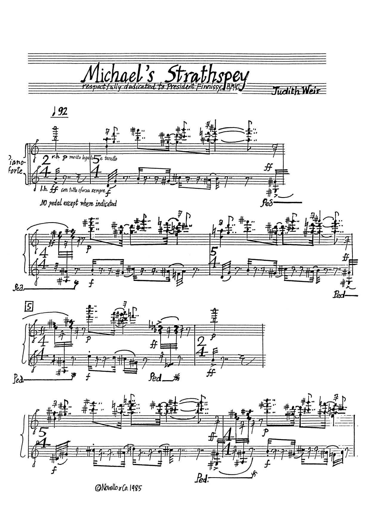 Judith Weir Michael's Strathspey sheet music notes and chords arranged for Piano Solo