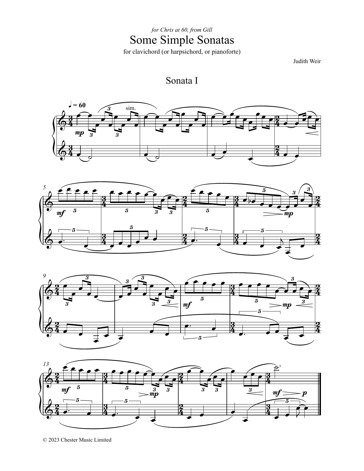 Judith Weir Some Simple Sonatas sheet music notes and chords. Download Printable PDF.