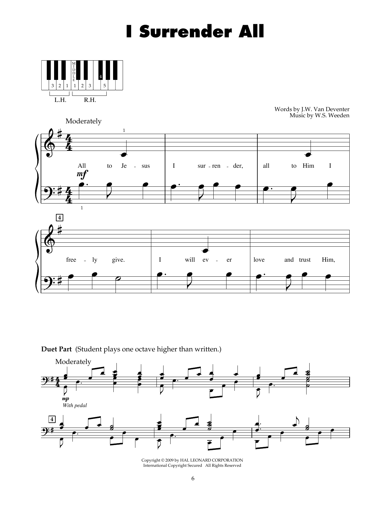 Judson W. Van De Venter I Surrender All sheet music notes and chords. Download Printable PDF.