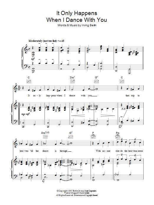 Judy Garland It Only Happens When I Dance With You sheet music notes and chords. Download Printable PDF.