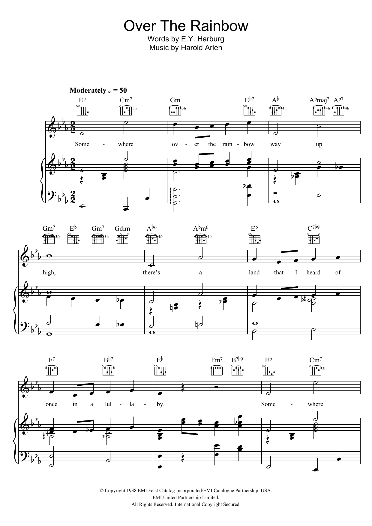 Judy Garland Over The Rainbow (from The Wizard Of Oz) sheet music notes and chords. Download Printable PDF.