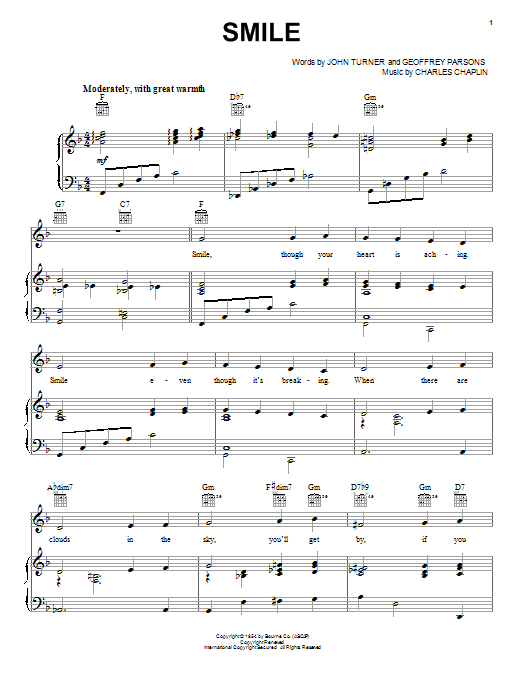 Judy Garland Smile sheet music notes and chords. Download Printable PDF.