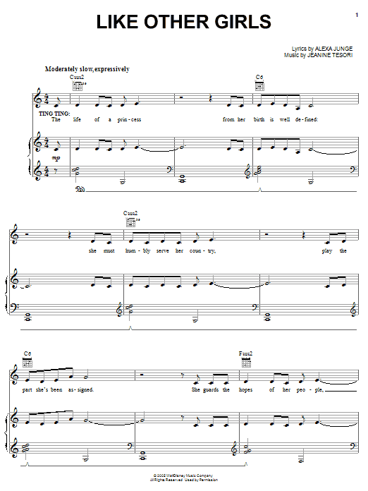 Judy Kuhn Like Other Girls sheet music notes and chords arranged for Piano, Vocal & Guitar Chords (Right-Hand Melody)