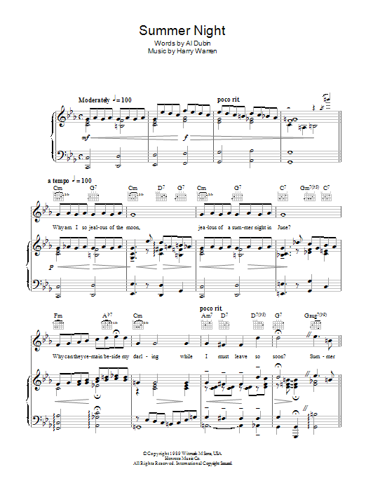 Judy Niemack Summer Night sheet music notes and chords. Download Printable PDF.