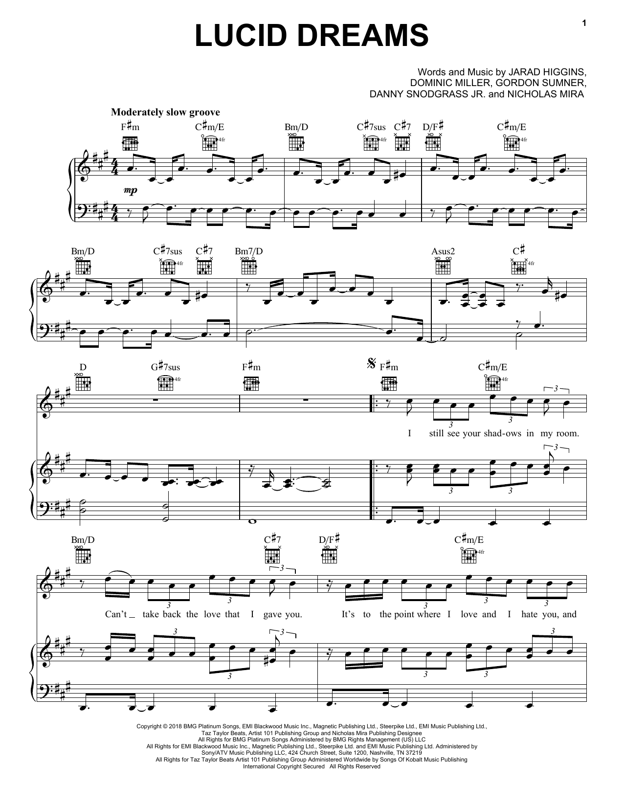 Juice Wrld Lucid Dreams sheet music notes and chords. Download Printable PDF.