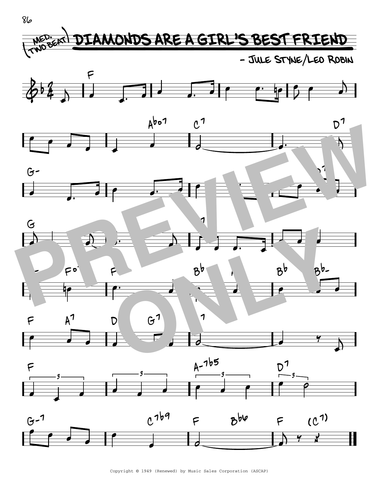 Learn to play Jule Styne and Leo Robin Diamonds Are A Girl's Best Friend sheet music for Real Book – Melody & Chords in minutes. Price: 5.9900$ Jule Styne and Leo Robin Diamonds Are A Girl's Best Friend sheet music notes and chords arranged for Real Book – Melody & Chords