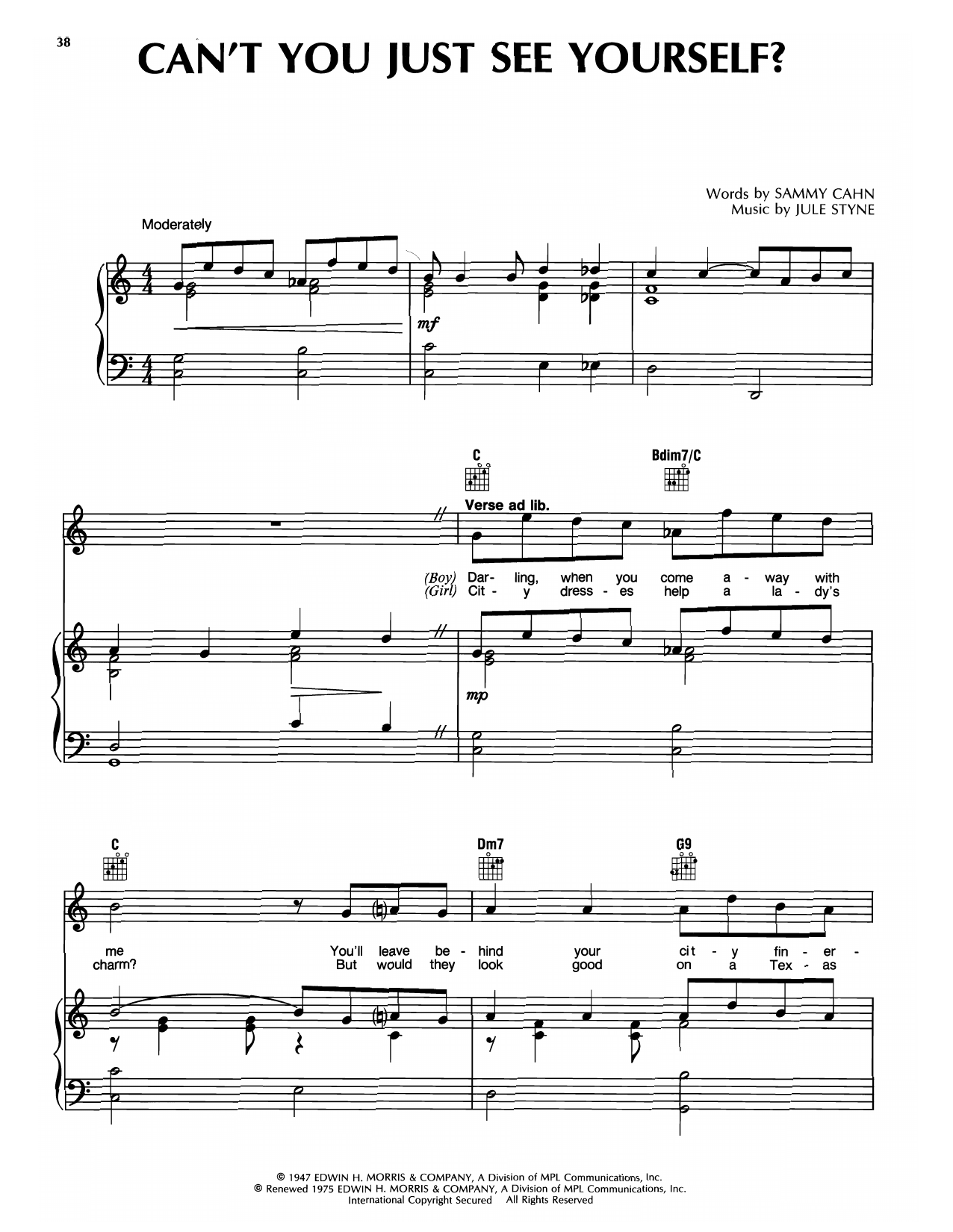 Learn to play Jule Styne Can't You Just See Yourself? (from High Button Shoes) sheet music for Piano & Vocal in minutes. Price: 7.8900$ Jule Styne Can't You Just See Yourself? (from High Button Shoes) sheet music notes and chords arranged for Piano & Vocal
