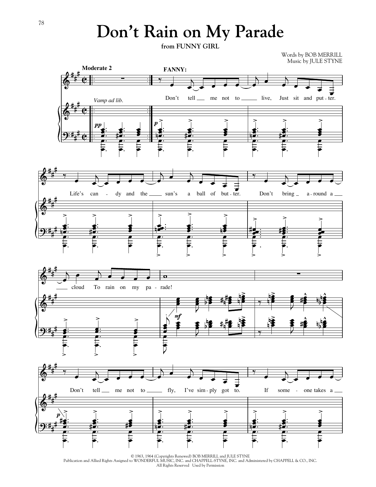 Jule Styne Don't Rain On My Parade (from Funny Girl) (ed. Richard Walters) sheet music notes and chords. Download Printable PDF.