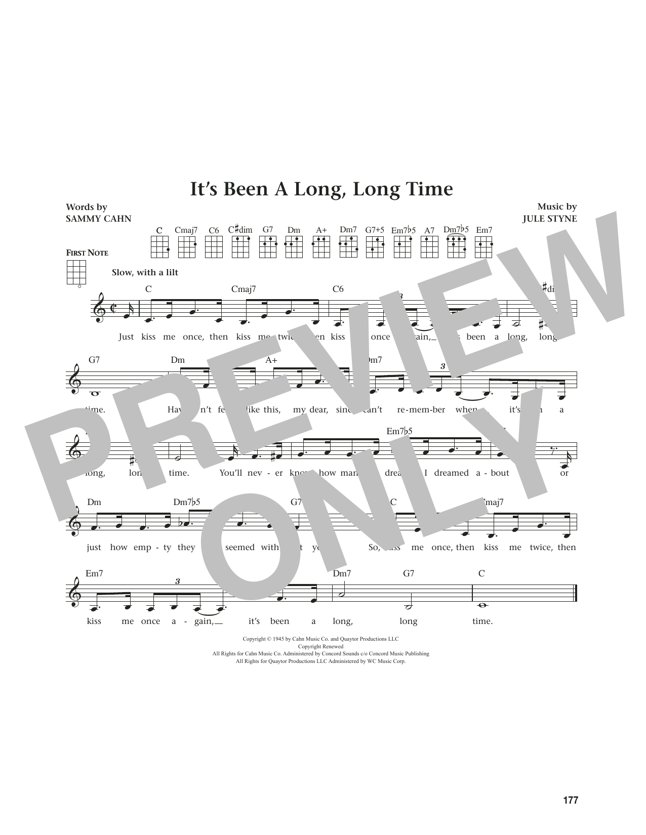 Jule Styne It's Been A Long, Long Time (from The Daily Ukulele) (arr. Jim Beloff) sheet music notes and chords. Download Printable PDF.