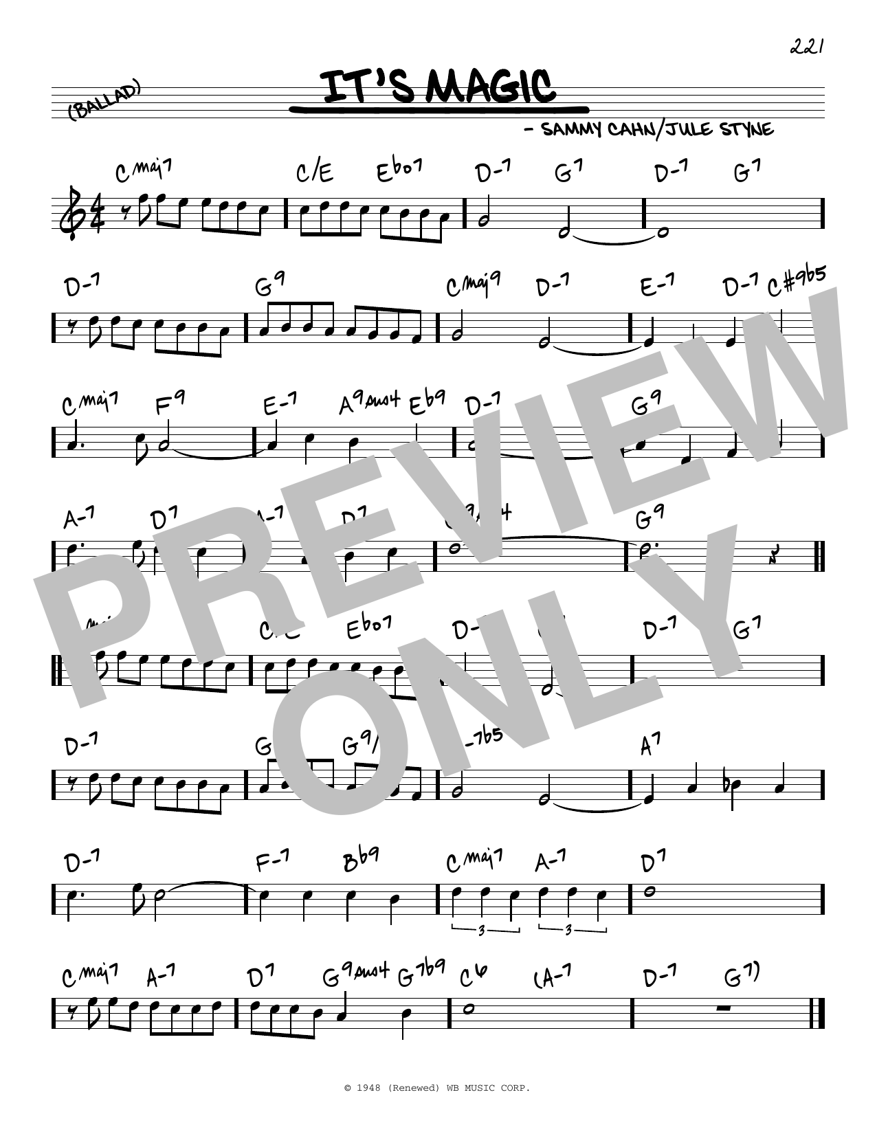 Learn to play Jule Styne It's Magic sheet music for Real Book – Melody & Chords in minutes. Price: 5.9900$ Jule Styne It's Magic sheet music notes and chords arranged for Real Book – Melody & Chords