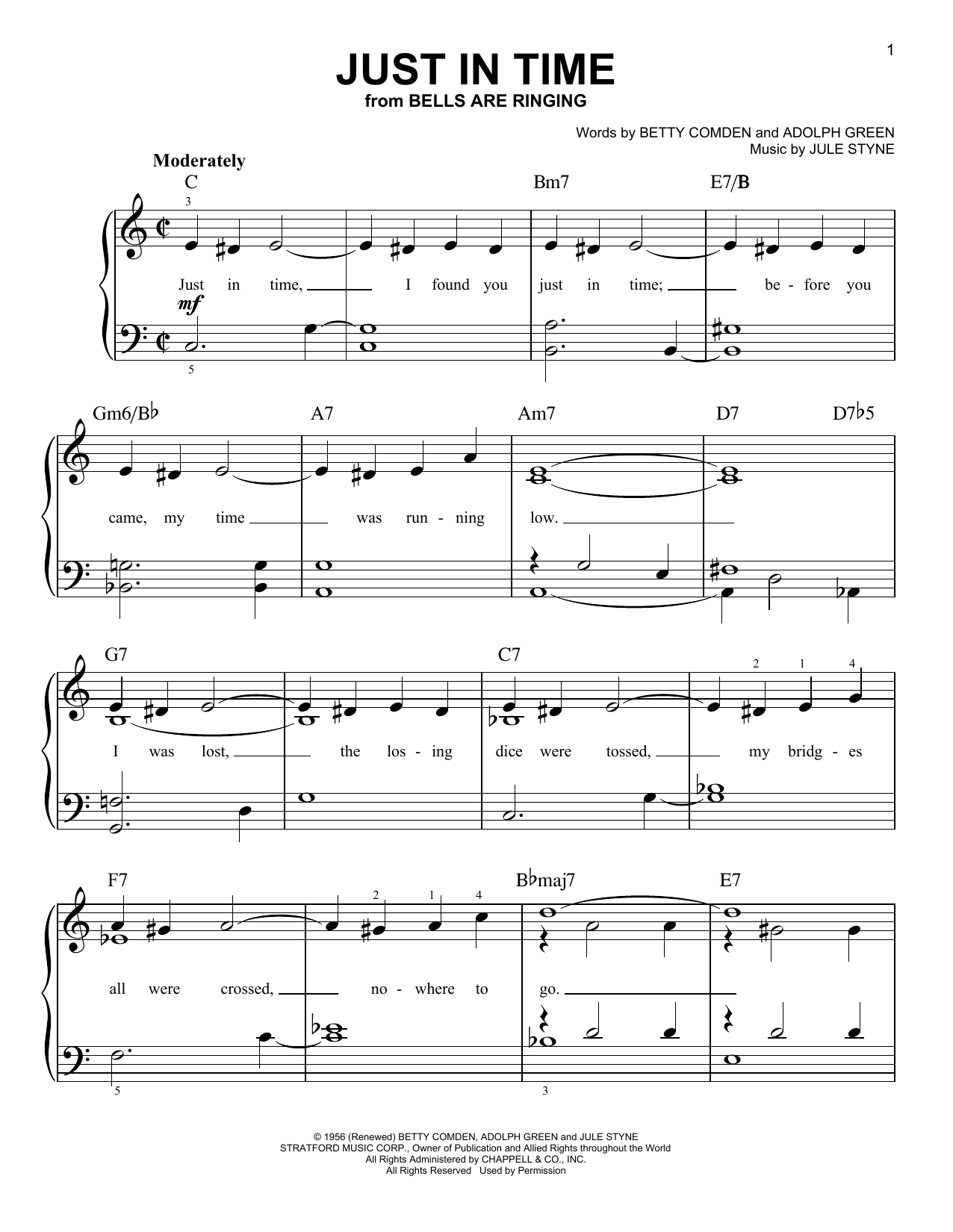 Jule Styne Just In Time sheet music notes and chords. Download Printable PDF.