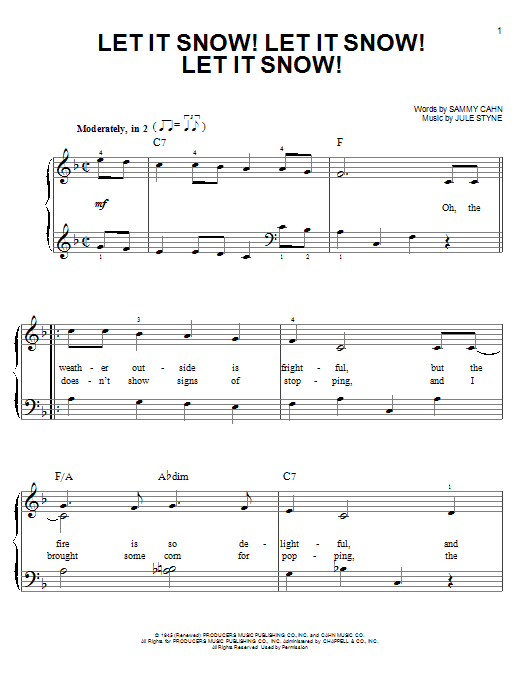 Jule Styne Let It Snow! Let It Snow! Let It Snow! sheet music notes and chords. Download Printable PDF.