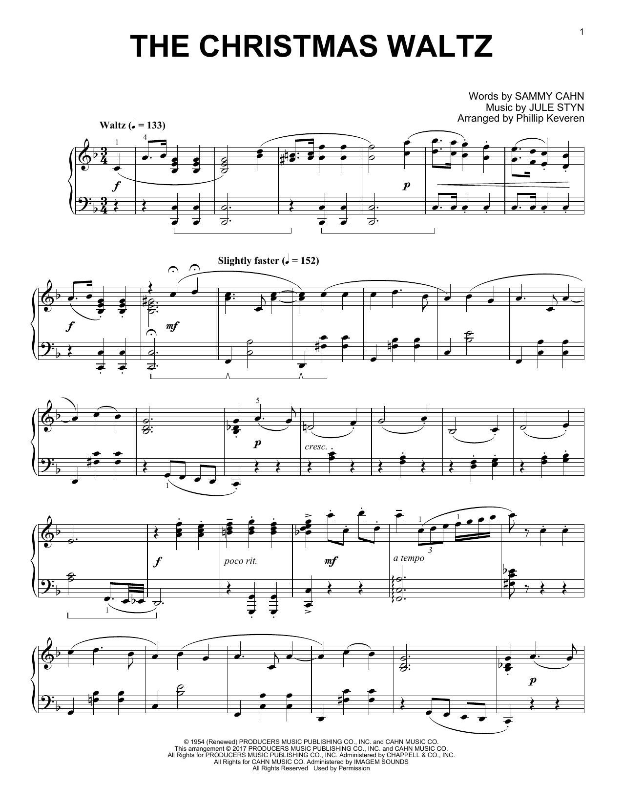 Jule Styne The Christmas Waltz [Classical version] (arr. Phillip Keveren) sheet music notes and chords. Download Printable PDF.