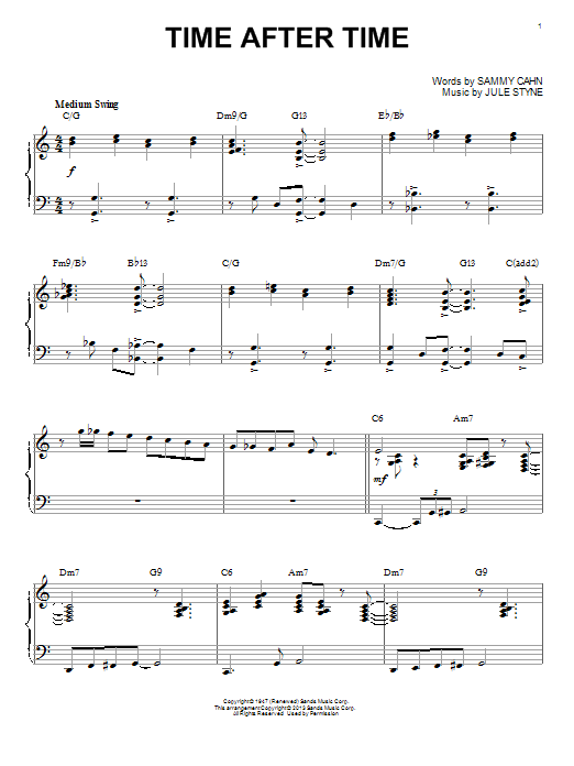 Learn to play Jule Styne Time After Time (arr. Brent Edstrom) sheet music for Piano Solo in minutes. Price: 7.8900$ Jule Styne Time After Time (arr. Brent Edstrom) sheet music notes and chords arranged for Piano Solo