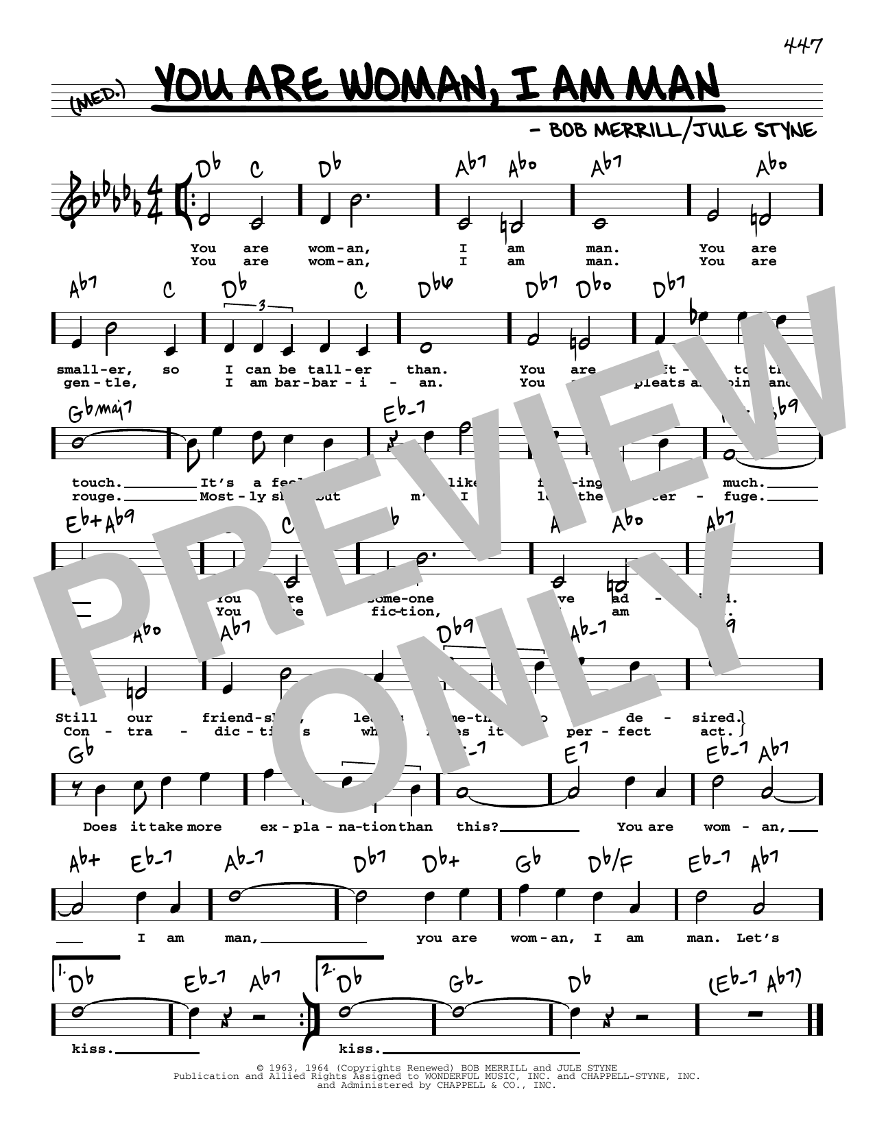 Learn to play Jule Styne You Are Woman, I Am Man (High Voice) sheet music for Real Book – Melody, Lyrics & Chords in minutes. Price: 5.9900$ Jule Styne You Are Woman, I Am Man (High Voice) sheet music notes and chords arranged for Real Book – Melody, Lyrics & Chords