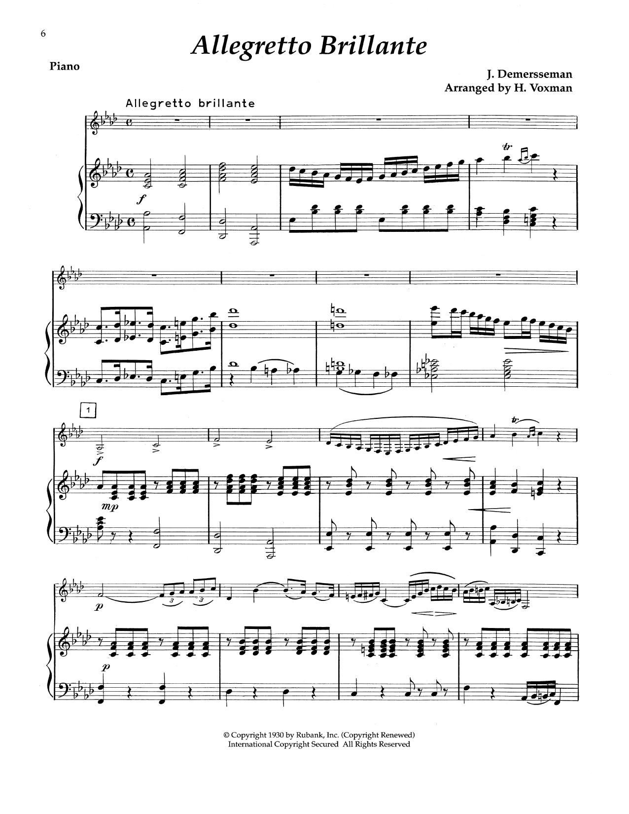 Jules Demersseman Allegretto Brillante sheet music notes and chords. Download Printable PDF.