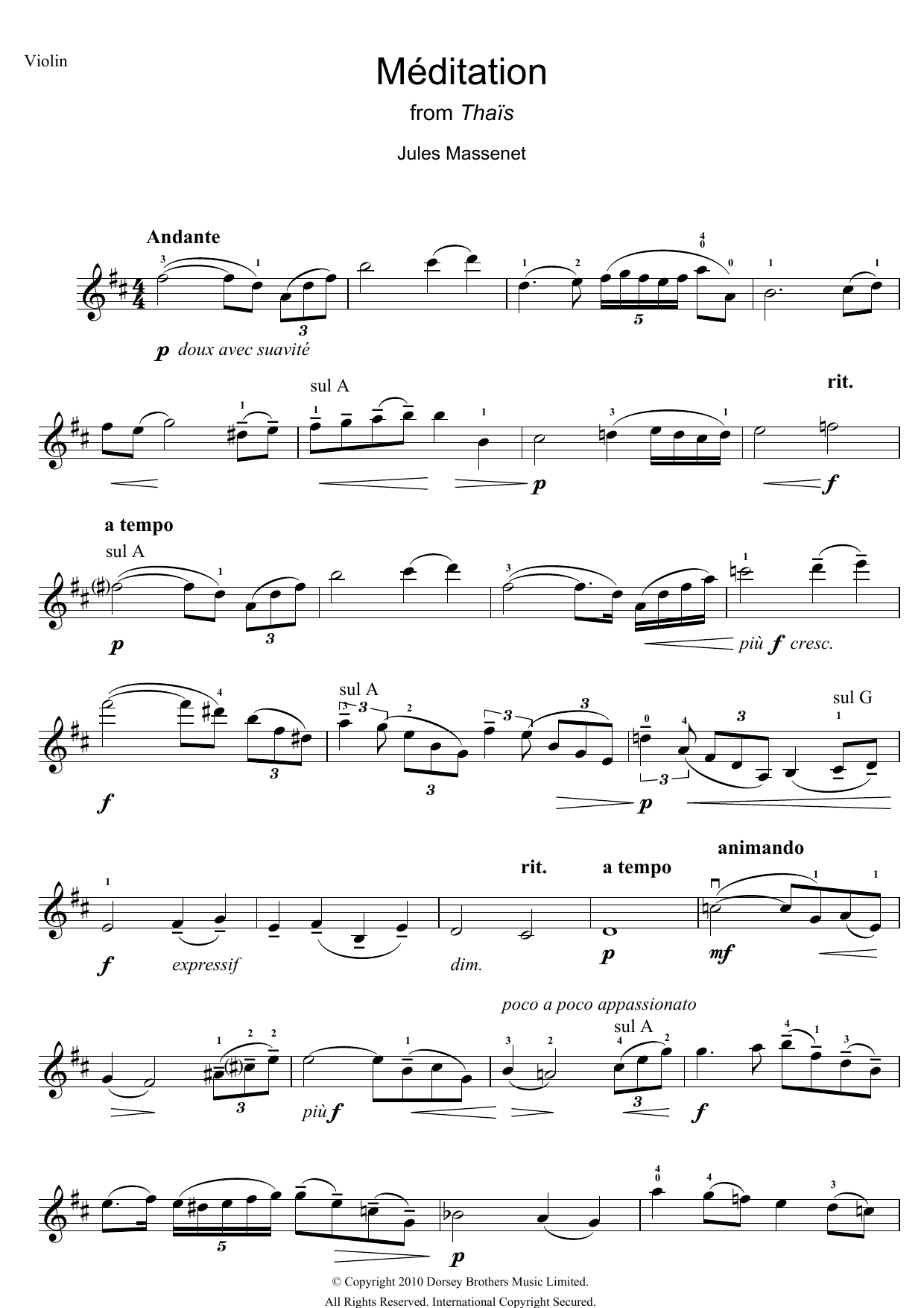 Jules Massenet Meditation (from Thaïs) sheet music notes and chords. Download Printable PDF.